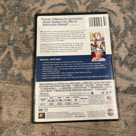 {Mrs. Doubtfire} DVD Behind the Seams edition, excellent used condition 1993 - Picture 2 of 6